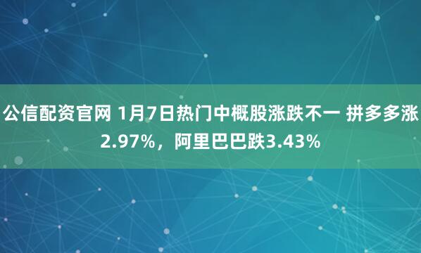 公信配资官网 1月7日热门中概股涨跌不一 拼多多涨2.97%，阿里巴巴跌3.43%